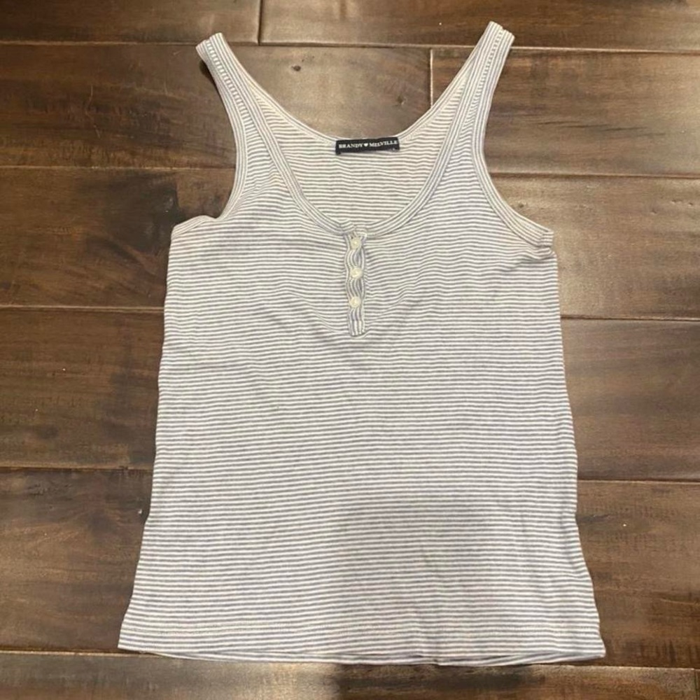 Striped Fitted Buttoned Tank Top